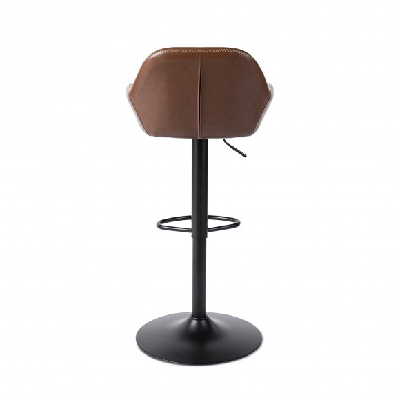 Glitzhome Glitzhome Mid-Century Modern Brown Leatherette Gaslift Adjustable Swivel Bar Stool