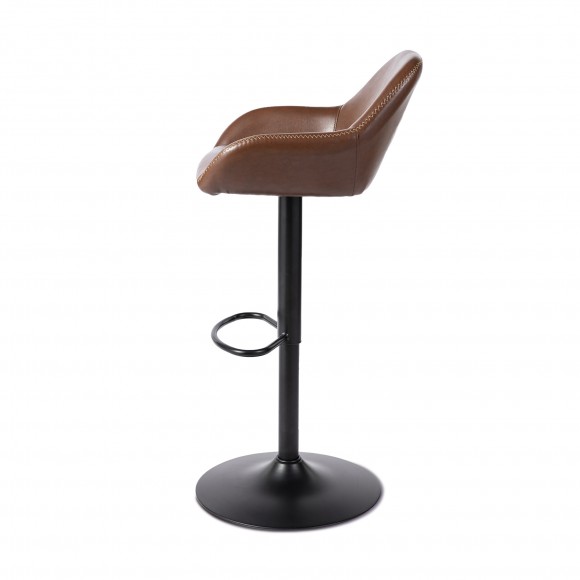 Glitzhome Glitzhome Mid-Century Modern Brown Leatherette Gaslift Adjustable Swivel Bar Stool