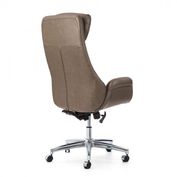 Glitzhome Glitzhome Mid-Century Modern Brownish Grey Leatherette Gaslift Adjustable Swivel Office Chair