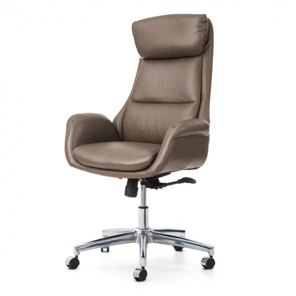 glitzhome Glitzhome Mid-Century Modern Brownish Grey Leatherette Gaslift Adjustable Swivel Office Chair glitzhome Glitzhome Mid-Century Modern Brownish Grey Leatherette Gaslift Adjustable Swivel Office Chair