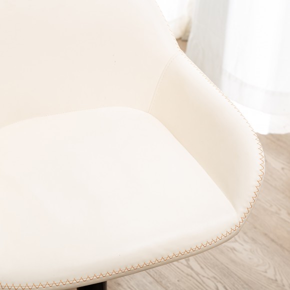 Glitzhome Glitzhome Mid-Century Modern Coconut Milk Leatherette Gaslift Adjustable Swivel Bar Stool