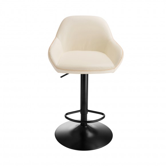 Glitzhome Glitzhome Mid-Century Modern Coconut Milk Leatherette Gaslift Adjustable Swivel Bar Stool