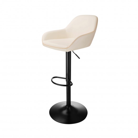 glitzhome Glitzhome Mid-Century Modern Coconut Milk Leatherette Gaslift Adjustable Swivel Bar Stool