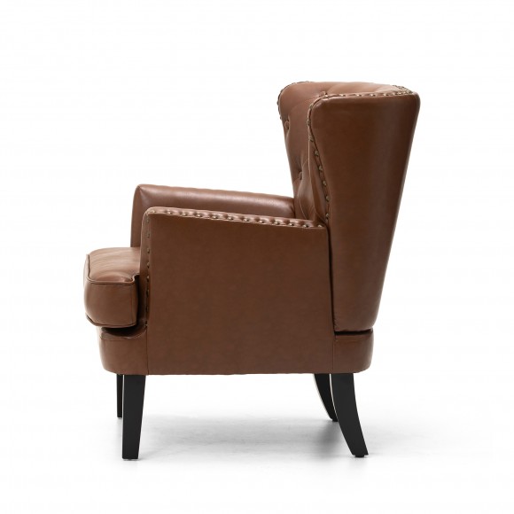 Glitzhome Glitzhome Mid-century Modern Coffee Leatherette Button-tufted Accent Arm Chair