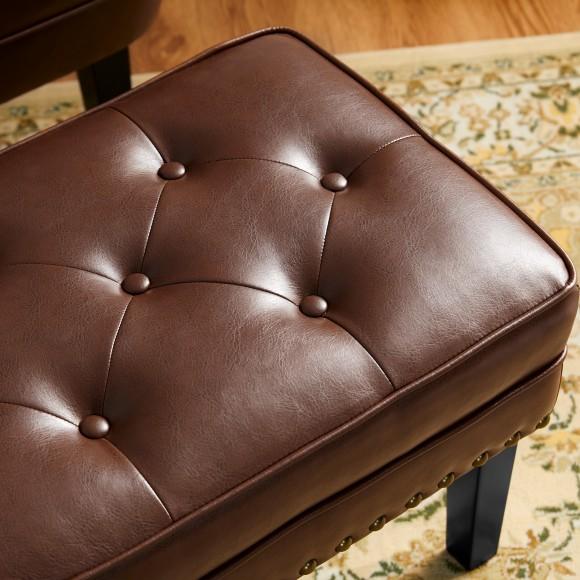 Glitzhome Glitzhome Mid-century Modern Coffee Leatherette Button-tufted Accent Stool