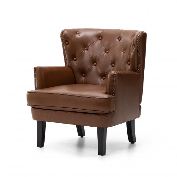 glitzhome Glitzhome Mid-century Modern Coffee Leatherette Button-tufted Accent Arm Chair