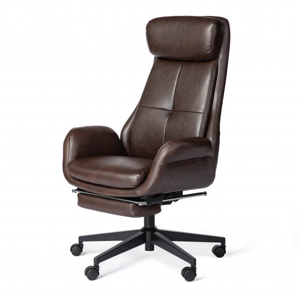 glitzhome Glitzhome Mid-Century Modern Coffee Leatherette Gaslift Adjustable Swivel High Back Office Chair with Footrest and Armrest glitzhome Glitzhome Mid-Century Modern Coffee Leatherette Gaslift Adjustable Swivel High Back Office Chair with Footrest and Armrest