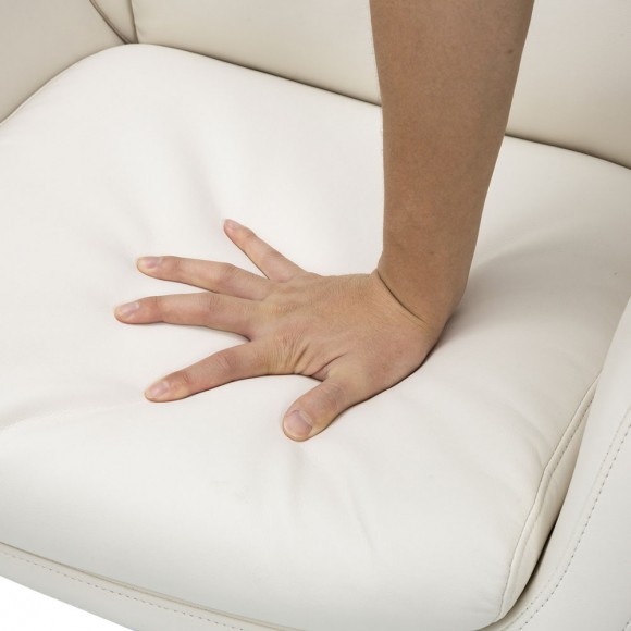 Glitzhome Glitzhome Mid-Century Modern Cream Bonded Leather Gaslift Adjustable Swivel Office Chair