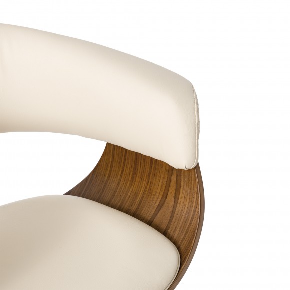 Glitzhome Glitzhome Mid-century Modern Cream PU Leather/Walnut Bentwood Swivel Bar Chair Set Of 2