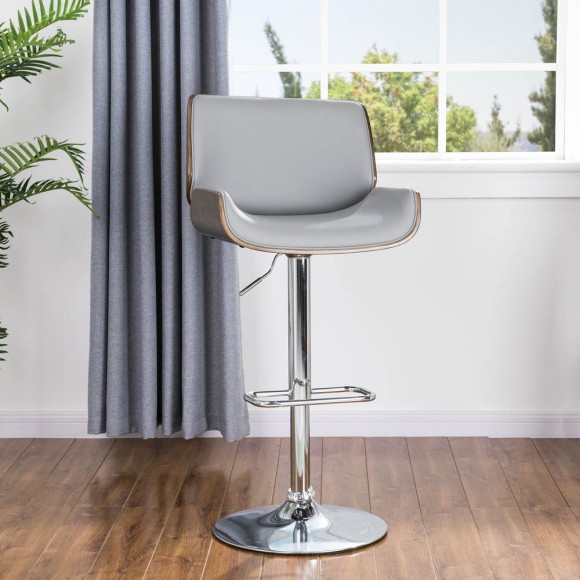 Glitzhome Glitzhome Mid-century Modern Gray Adjustable Height Swivel Bar Stool