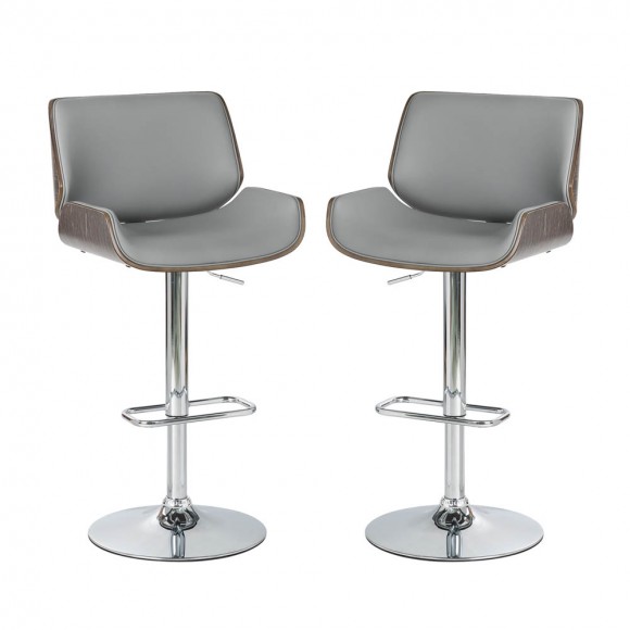 glitzhome Glitzhome Mid-century Modern Gray Adjustable Height Swivel Bar Stool Set of 2
