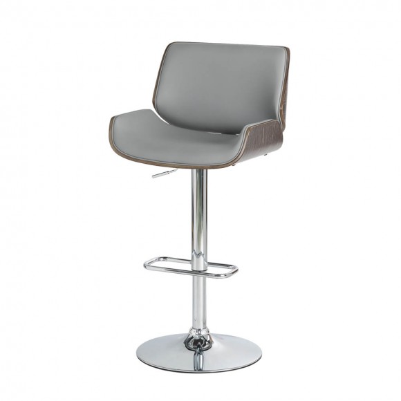 glitzhome Glitzhome Mid-century Modern Gray Adjustable Height Swivel Bar Stool