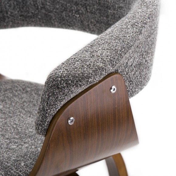 Glitzhome Glitzhome Mid-century Modern Gray Fabric/Walnut Bentwood Swivel Bar Stool Set Of 2