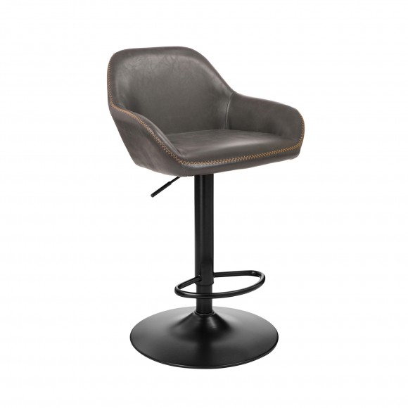 Glitzhome Glitzhome Mid-Century Modern Gray Leatherette Gaslift Adjustable Swivel Bar Stool