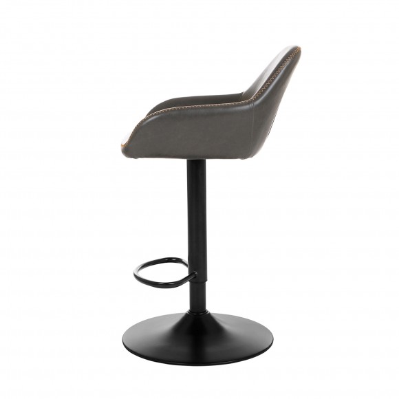 Glitzhome Glitzhome Mid-Century Modern Gray Leatherette Gaslift Adjustable Swivel Bar Stool