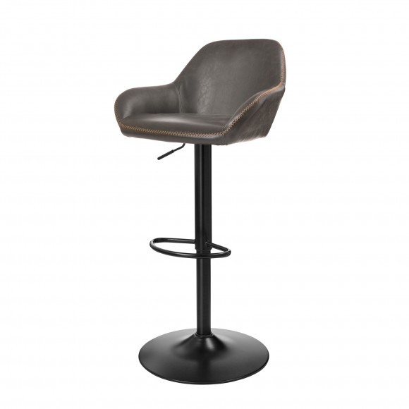 glitzhome Glitzhome Mid-Century Modern Gray Leatherette Gaslift Adjustable Swivel Bar Stool