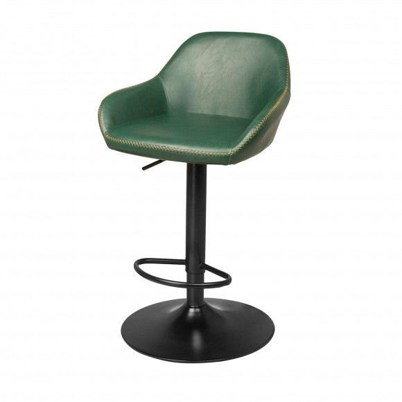 Glitzhome Glitzhome Mid-Century Modern Hunter Green Leatherette Gaslift Adjustable Swivel Bar Stool