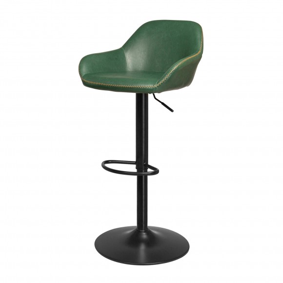 glitzhome Glitzhome Mid-Century Modern Hunter Green Leatherette Gaslift Adjustable Swivel Bar Stool
