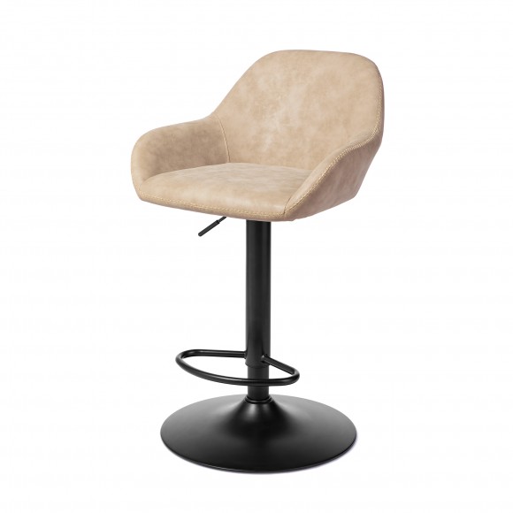 Glitzhome Glitzhome Mid-Century Modern Khaki Leatherette Gaslift Adjustable Swivel Bar Stool