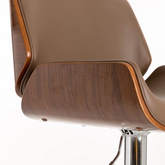 Glitzhome Glitzhome Mid-century Modern Leather Yellowish-brown Adjustable Height Swivel Bar Stool