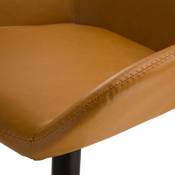 Glitzhome Glitzhome Mid-Century Modern Mustard Yellow Leatherette Gaslift Adjustable Swivel Bar Stool Set Of 2
