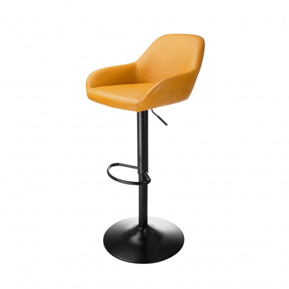 glitzhome Glitzhome Mid-Century Modern Mustard Yellow Leatherette Gaslift Adjustable Swivel Bar Stool