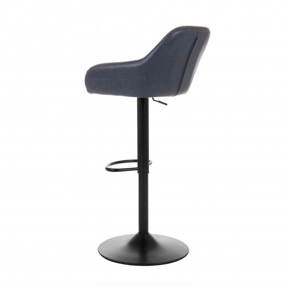 Glitzhome Glitzhome Mid-Century Modern Navy Blue Leatherette Gaslift Adjustable Swivel Bar Stool