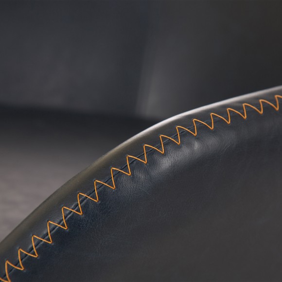 Glitzhome Glitzhome Mid-Century Modern Navy Blue Leatherette Dining Armchair Set Of 2