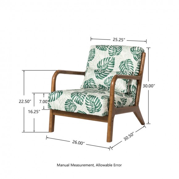 Glitzhome Glitzhome Mid-century Modern Patterned Fabric Accent Armchair With Walnut Rubberwood Frame