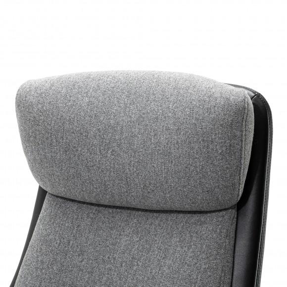 Glitzhome Glitzhome Mid-Century Modern Two-tone Faux Leather And Fabric Combination Gaslift Adjustable Swivel High Back Office Chair-Black & Gray