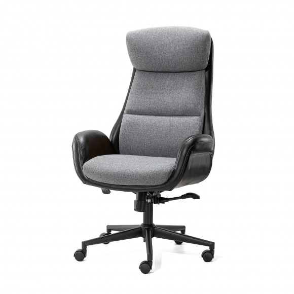 glitzhome Glitzhome Mid-Century Modern Two-tone Faux Leather and Fabric Combination Gaslift Adjustable Swivel High Back Office Chair-Black & Gray glitzhome Glitzhome Mid-Century Modern Two-tone Faux Leather and Fabric Combination Gaslift Adjustable Swivel High Back Office Chair-Black & Gray