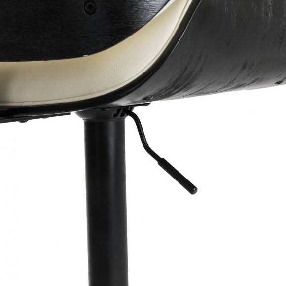 Glitzhome Glitzhome Mid-century Modern White PU And Black Bentwood Adjustable Height Swivel Bar Stool