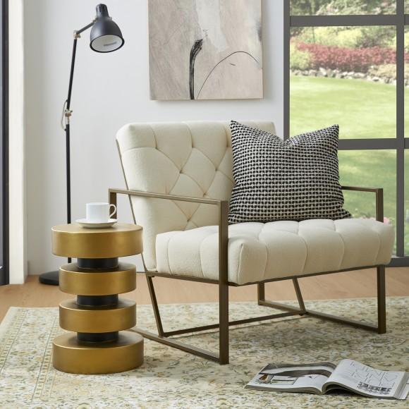 Glitzhome Glitzhome Modern Antique Gold MGO Floating Disks Side Table Or Accent Stool