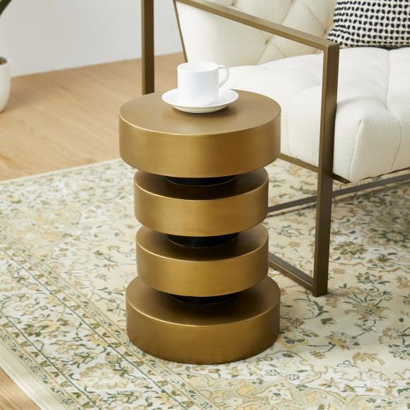 Glitzhome Glitzhome Modern Antique Gold MGO Floating Disks Side Table Or Accent Stool