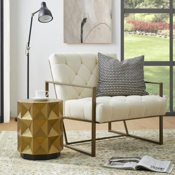 Glitzhome Glitzhome Modern Antique Gold MGO Geometric Side Table Or Accent Stool