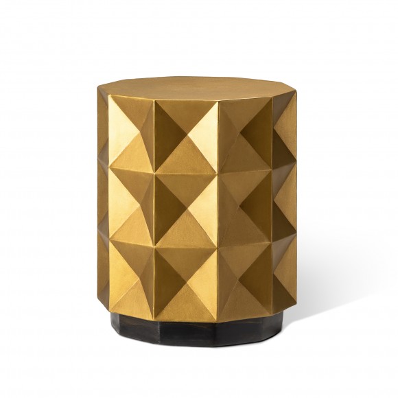glitzhome Glitzhome Modern Antique Gold MGO Geometric Side Table or Accent Stool