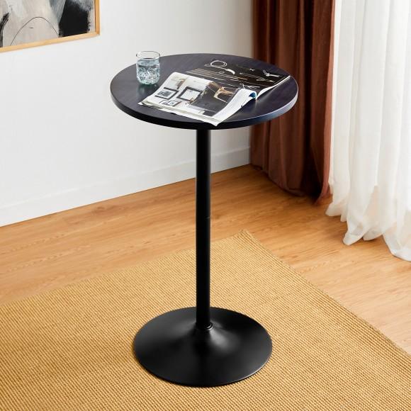 Glitzhome Glitzhome Modern Bar Table With Round Charcoal Gray Walnut Top And Black Metal Base