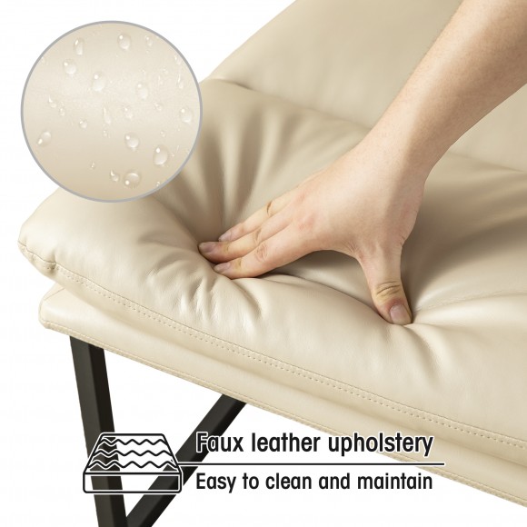 Glitzhome Glitzhome Modern Beige Thick Leatherette Accent Chair