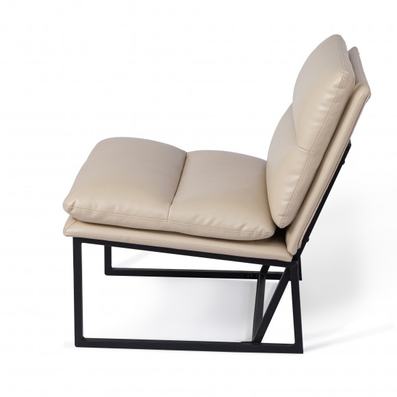 Glitzhome Glitzhome Modern Beige Thick Leatherette Accent Chair