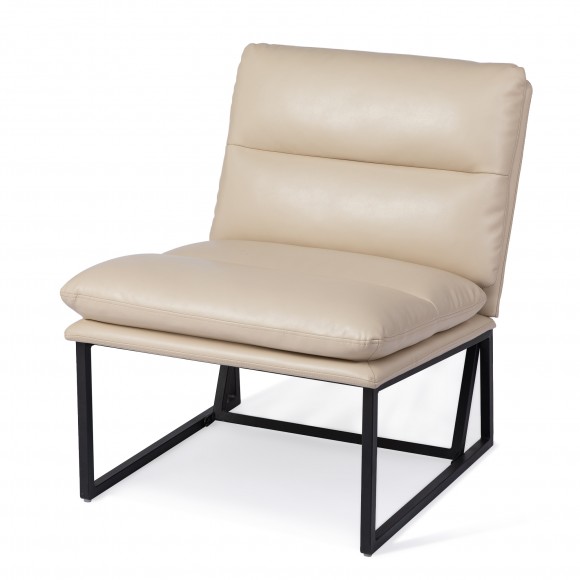 glitzhome Glitzhome Modern Beige Thick Leatherette Accent Chair