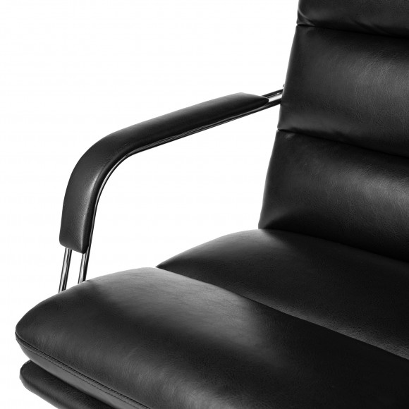 Glitzhome Glitzhome Modern Black Leatherette Gaslift Adjustable Swivel Padded Office Chair