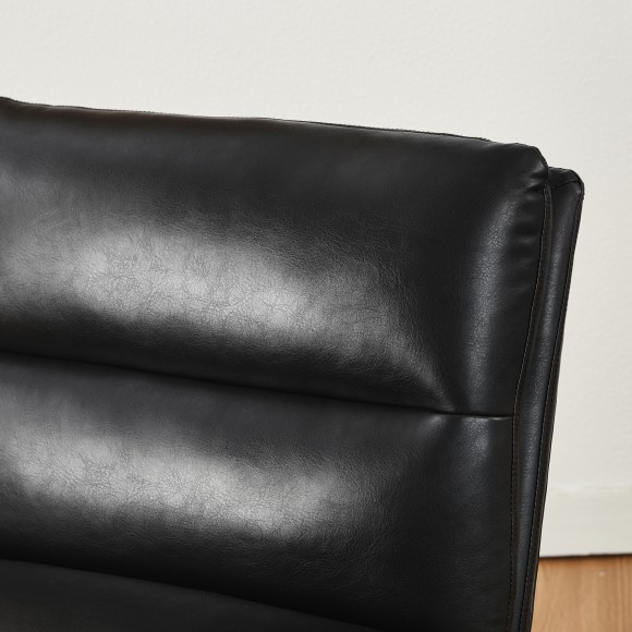 Glitzhome Glitzhome Modern Black Thick Leatherette Accent Chair
