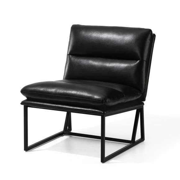 glitzhome Glitzhome Modern Black Thick Leatherette Accent Chair