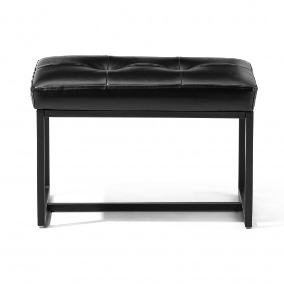Glitzhome Glitzhome Modern Black Thick Leatherette Accent Stool