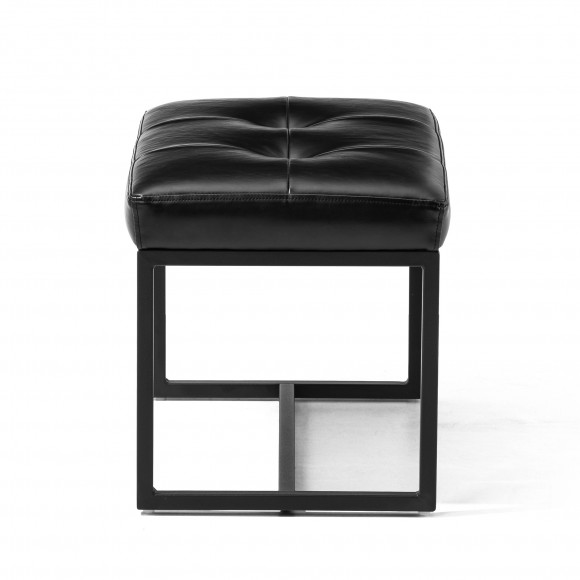 Glitzhome Glitzhome Modern Black Thick Leatherette Accent Stool