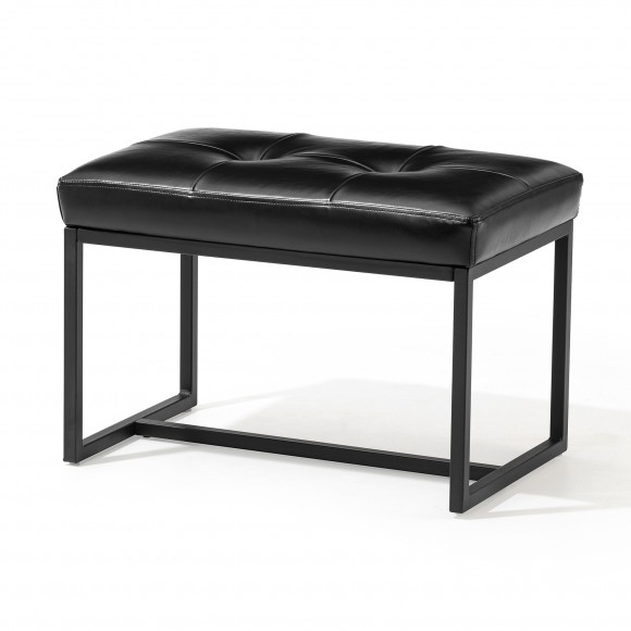 glitzhome Glitzhome Modern Black Thick Leatherette Accent Stool