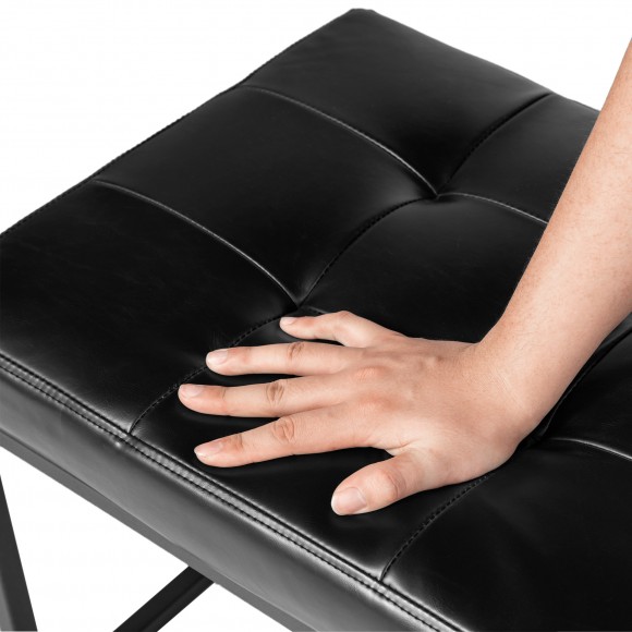 Glitzhome Glitzhome Modern Black Tufted Upholstered Bench With Metal Frame Legs