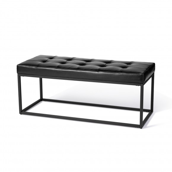 glitzhome Glitzhome Modern Black Tufted Upholstered Bench with Metal Frame Legs