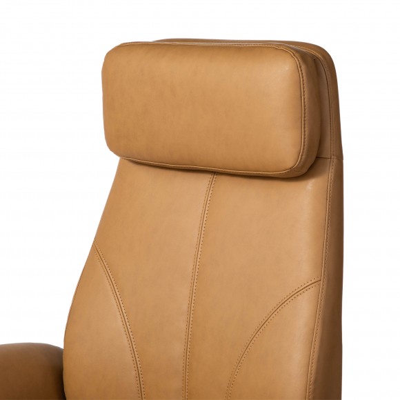 Glitzhome Glitzhome Modern Camel Deluxe Faux Leather Gaslift Adjustable Swivel High Back Office Chair With Footrest And Armrest