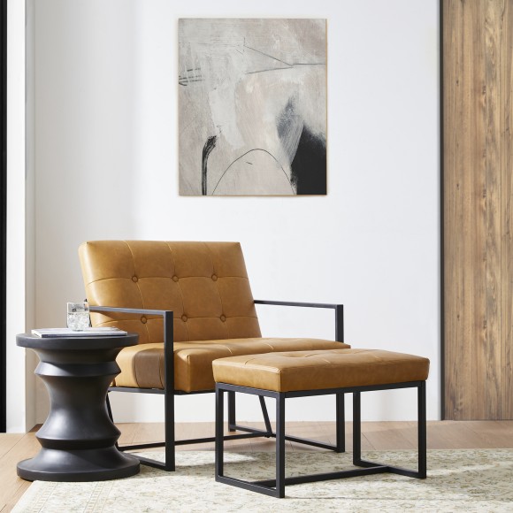 Glitzhome Glitzhome Modern Camel Thick Leatherette Accent Stool